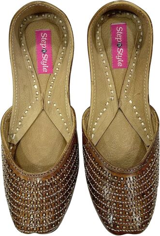 Wedding Handmade Ethnic Sandal Juttis Shoes Punjabi Mojari Indian Khussa For Women in Kuwait