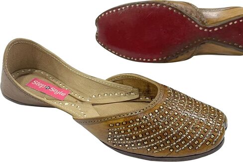 Wedding Handmade Ethnic Sandal Juttis Shoes Punjabi Mojari Indian Khussa For Women in Kuwait