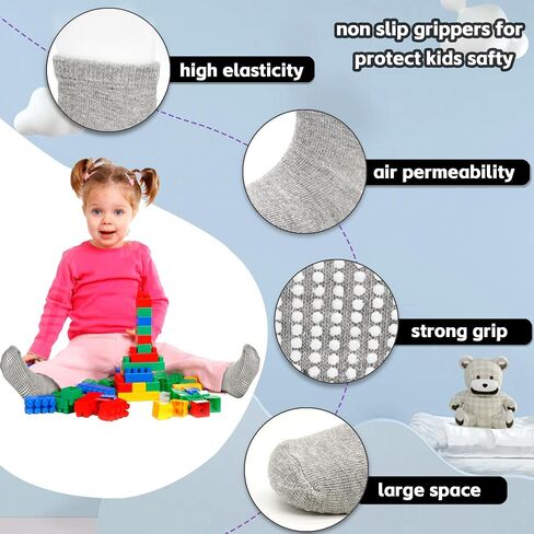 Tphon Toddler Non Slip Ankle Socks, Anti skid Socks 12 Pairs Grip Socks for 1-7 Years Kids Boys Girls in Saudi Arabia