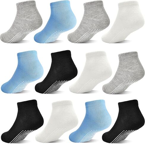 Tphon Toddler Non Slip Ankle Socks, Anti skid Socks 12 Pairs Grip Socks for 1-7 Years Kids Boys Girls in Saudi Arabia