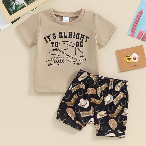 Toddler Baby Boy Summer Clothes Short Sleeve Color Block/Letter T-Shirt Tops + Solid Shorts Set 2Pcs Casual Outfit in Saudi Arabia