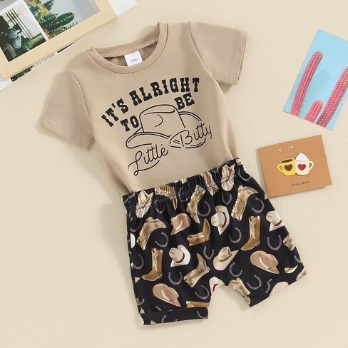 Toddler Baby Boy Summer Clothes Short Sleeve Color Block/Letter T-Shirt Tops + Solid Shorts Set 2Pcs Casual Outfit in Saudi Arabia