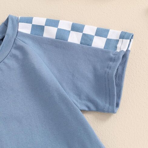 ملابس صيفية للأطفال الصغار الصغار بأكمام قصيرة وبأكمام ملونة/أحرف تي شيرت + طقم شورت سادة مكون من قطعتين ملابس غير رسمية in Kuwait