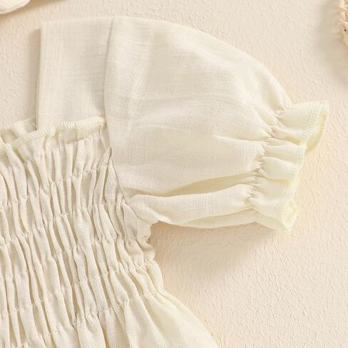MERSARIPHY Baby Summer Clothes Newborn Infant Girl Smocked Pleated Romper Bubble Short Sleeve Bodysuit Outfits in Saudi Arabia