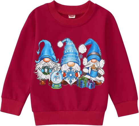 CM C&M WODRO Toddler Kid Christmas Sweatshirt Girls Boys Outfit Xmas Santa Shirt Tops Long Sleeve Pullover Winter Clothes in Kuwait
