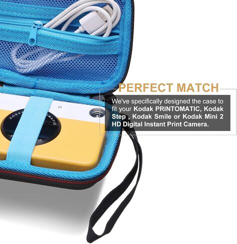 LTGEM Case Compatible with KODAK Printomatic/KODAK EKTAR H35 / KODAK Step Full-Color Instant Print Digital Camera(Inside: 5"x3.6"x1.7"), Black+Blue in Saudi Arabia