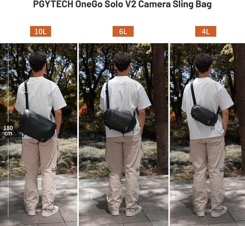 حقيبة كاميرا PGYTECH OneGo Solo V2، حقيبة صدر للكاميرا سعة 4 لتر، حقيبة كروس للمصورين أثناء السفر في المناطق الحضرية، حقيبة كاميرا صغيرة لكاميرا Sony/Canon/Nikon/بدون مرآة، أسود in Kuwait