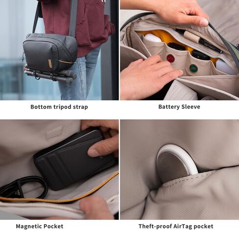 حقيبة كاميرا PGYTECH OneGo Solo V2، حقيبة صدر للكاميرا سعة 4 لتر، حقيبة كروس للمصورين أثناء السفر في المناطق الحضرية، حقيبة كاميرا صغيرة لكاميرا Sony/Canon/Nikon/بدون مرآة، أسود in Kuwait