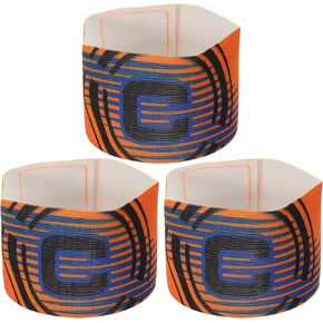 PATIKIL 12.2x2.6 Soccer Captain C Armband, 3 Pack Nylon Unisex Elastic Arm Band Adjustable for Youth Adult Team Training, Orange