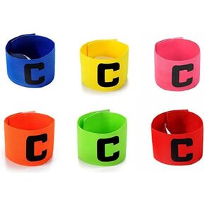 6 Pcs Outdoor Football Soccer Adjustable Captain Armbands Flexible Sports Player Bands for Kids and Youth