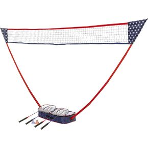 Triumph Sports Patriotic Portable Badminton Set with Freestanding Base Sets Up on Any Surface in Seconds – No Tools or Stakes Required, Multi