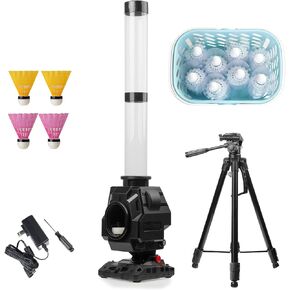 13803BH Badminton Pitching Machine Set with 28 x Shuttlecocks & 1 x Tripod, 4 Adjustable Angles and Frequency, for Indoors & Outdoors Training in Kuwait