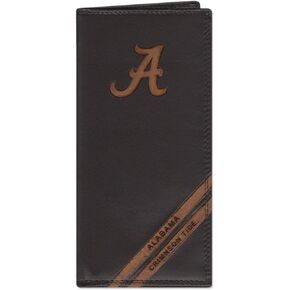 NCAA Alabama Crimson Tide Zep-Pro Pull-Up Leather Long Secretary Embossed Wallet, Brown