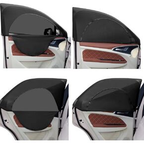 4 Pcs Car Window Screen Breathable Car Side Windows Sun Cover Window Covers Mesh Front Rear Universal Side Automotive Window Sun Cover for Sun Protection Camping Privacy Blackout (19-25 in, 22-45 in)
