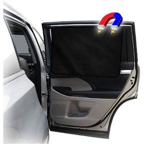 ggomaART Car Side Window Sun Shade - Universal Reversible Magnetic Curtain for Baby and Kids with Sun Protection Block Damage from Direct Bright Sunlight, and Heat - 1 Piece of Black Mesh in Kuwait
