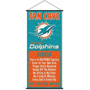 Miami Dolphins Man Cave Fan Banner Wall Door Scroll