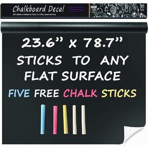 Extra Large Black Chalkboard Wall Decal (23.6" X 78.7") Chalk Borad Paper Roll Peel & Stick - Removable Self Adhesive Blackboard Poster Paper Vinyl Wall Decal Poster - with Chalk Sticks