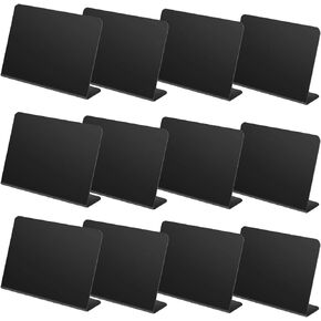 12 Pcs L-Shaped Mini Chalkboard Signs Acrylic Chalkboard Buffet Tags Small Black Food Display Stands for Message Board Signs, Weddings, Tents, Birthday Parties