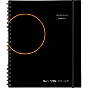 AT-A-GLANCE 2023-2024 Academic Planner, Weekly & Monthly, Hourly Appointment Book, 7-1/2" x 10", Medium, Pocket, Hardcover, Plan.Write.Remember., Black (70795705)