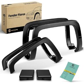 YHTAUTO Pocket Bolt-Riveted Style Fender Flares Fits 2014-2018 Chevy Silverado 1500 Front & Rear, 5.8Ft Short Bed ONLY, Shiny Black Wheel Flare Cover Protector w/Hardware Kit, Set of 4