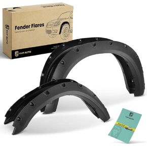 YHTAUTO OE Factory Style Fender Flares w/Hardware Kit Replacement for Dodge Ram 1500 2009-2018, Ram 1500 Classic 2019-2022, Shiny Black Wheel Flare Cover Protector, Set of 4, Front & Rear