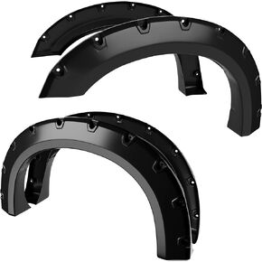 YITAMOTOR Fender Flares Kit Compatible with 2008-2010 Ford F-250 F-350 Super Duty, Smooth Black Finish Front Rear Wheels Pocket Rivet Style