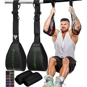 RDX AB Straps for Pull Up Bar Hanging, Maya Hide Leather, Abdominal Muscle Building Padded Arm Support Slings with D-Ring Grip Strap, Leg Raiser Exercise Fitness Workout Training Equipment, Men Women