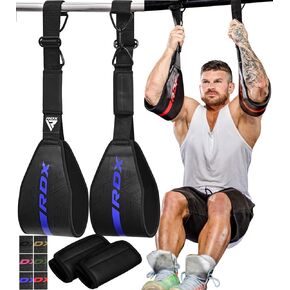 RDX AB Straps for Pull Up Bar Hanging, Maya Hide Leather, Abdominal Muscle Building Padded Arm Support Slings with D-Ring Grip Strap, Leg Raiser Exercise Fitness Workout Training Equipment, Men Women