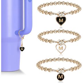 ibeacos Initial Letter Charm Accessories for Stanley Cup, 3PCS Name ID Letter Handle Charm for Stanley Tumbler Heart Shape Identification Charms Set in Kuwait