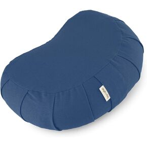Meditation Cushion | CRESCENT Zafu Meditation Cushion with Removable Washable Cover | Certified Organic Cotton Meditation Cushions | Buckwheat Hulls Cushion Meditation Pillow