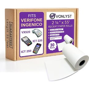 Thermal Paper Roll 2 1/4 X 55 for Verifone Vx520 Ingenico ICT220 ICT250 FD400 (10 rolls)