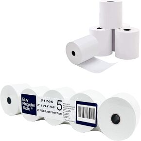 Star SP700 Kitchen Printer Paper (5 Rolls) 3" x 165' 1-Ply Bond Receipt POS Cash Register Point of Service Printer Paper Also works for M188B, TMU220