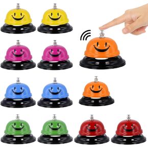 12 قطعة جرس خدمة جرس الاتصال، 6 ألوان حلقة جرس معدنية للخدمة، جرس طعام مبتسم، جرس اتصال للمكتب والمدرسة والفندق والمطاعم in Kuwait