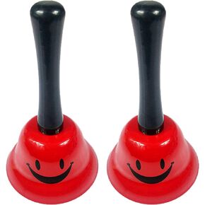 Huqqi 2 Pack Smile Hand Bell, Service Bell Bar Counter Top Service Call Bell Ring Reception for Hotel Counter Reception Restaurant Food Line, Wedding Events Bell(Red)