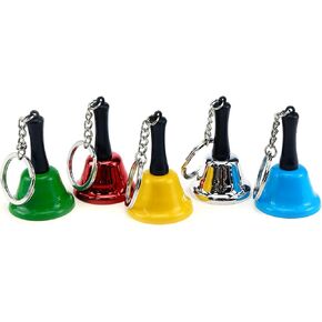 5pcs Hand Bell Mini Call Bell with Keychain, Wedding Bells Dinner Bells for Inside Classroom Bell, Restaurant Service Call Bell (5-Color)