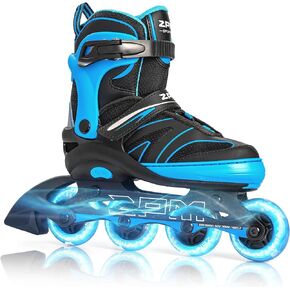 2PM SPORTS Kids Adjustable Inline Skates Ages 4-12, Youth Inlie Skates for Girls Boys 5-8 8-12 with Full Light Up Wheels, Beginner Women Adult Skates