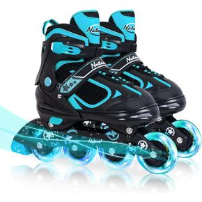 MonSports Adjustable Inline Skates for Kids,Red/Black/Blue Blade Roller Skates with Light-up Wheels for Beginner Boys,Girls and Youth Size S-M-L