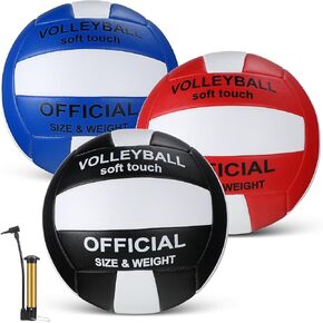 Honoson 3 Pcs Volleyballs Official Size 5 Waterproof Soft Volleyball with Pump for Kids Youth Adults Indoor Outdoor Volleyballs Beach Volleyball for Indoor Outdoor Beach Gym Game