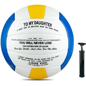 Volleyball Gift for Daughter Personalized Indoor Outdoor Sports Balls,Engraved Message Volleyballs Official Size 5 Birthday Presents from Mom Dad,with Pump