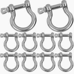304 Stainless Steel D Ring Shackle 5/16", 14Pcs M8 Screw Pin Anchor Shackle, Heavy Duty Bow Shape Load Clamp for Survival Rope Paracord Camping Bracelet Camping Lifting Chains, 8MM