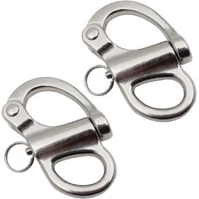 Snap Shackle Quick Release Fixed Shackles with Round Ring Marine Boat Rigging Hardware 35mm(1-3/8 inch)/52mm(2.04 inch)/ 69mm(2-5/8 inch) 2PCS