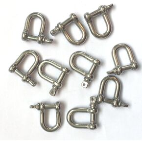 JY-Marine Stainless Steel Mini D Shackle, 4mm, Silver Color,for Paracord Jewelry, Marine Tackle-10 Pieces