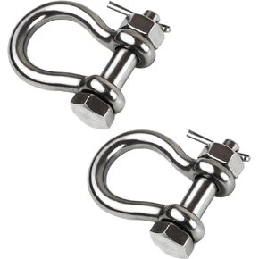 Boat Anchor Shackle 1/4" 5/16" 3/8" 1/2 inch (4 Size) 316 Stainless Steel Shackle Marine Grade Bow Shackle with Cotter Pin