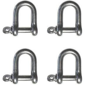 US Stainless 4 Pieces Stainless Steel 316 Forged D Shackle Marine Grade 1/4" (6mm) Dee