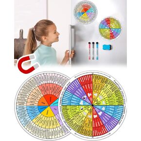 4 Pieces Feelings Wheel Magnet Fridge Large 7 inch, Magnetic Emotion Wheel Chart Magnet for Therapy School Counselor, Social Worker, Counseling Office Decor