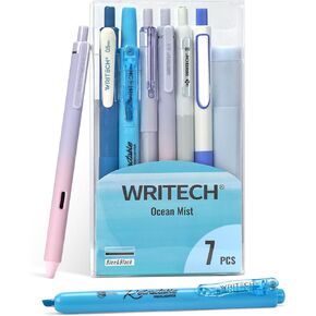 أقلام جل من WRITECH أقلام تحديد يومية: مجموعة مجلة جمالية متنوعة من حبر ألوان الباستيل 0.5 مم نقطة دقيقة قابلة للسحب 0.7 مم قلم أسود رسم ناعم للكتابة بدون نزيف 7 قيراط (أرجواني)