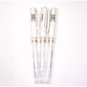 Uni-Ball UM 153 Signo Broad Point Gel Pen - White - Pack of 3, Limited Edition