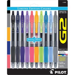PILOT G2 Limited Edition Harmony Ink Collection Retractable Gel Pens, 0.7mm Fine Point, Assorted Ink, 10-Pack
