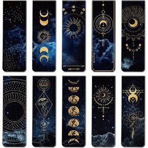 30 Pieces Space Moon Magnetic Bookmarks Galaxy Bookmark Starry Sky Clip in Bookmark Page Book Marker for Kids Teens Students Teachers Reading School Library Office Accessories, 10 Styles