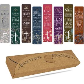 ANZON MORIES 48 Pieces Christian Scripture Bookmarks with Bible Verse Quotes & Storage Box, Inspirational Book Mark Religious Marker Christian Art Gift Bookmark for Reading Lover, Men, Women, Kids